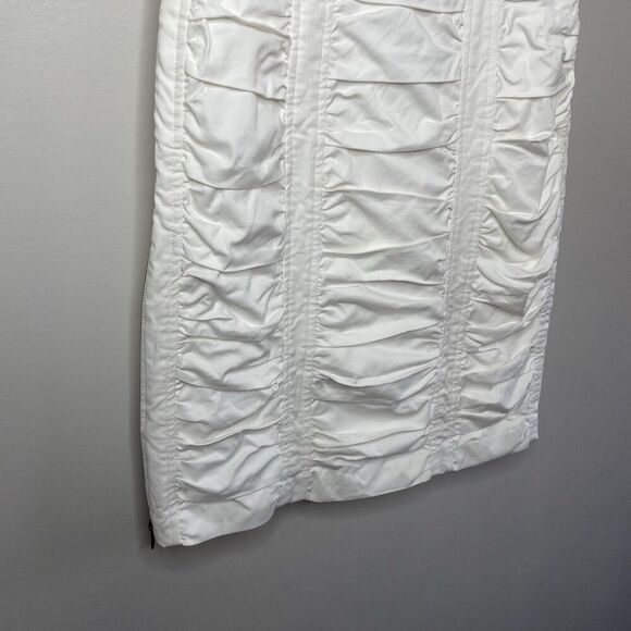 NANETTE LEPORE Mini Dress Women 4 Off White Bodycon Ruched Sleeveless Zipper - Picture 4 of 12